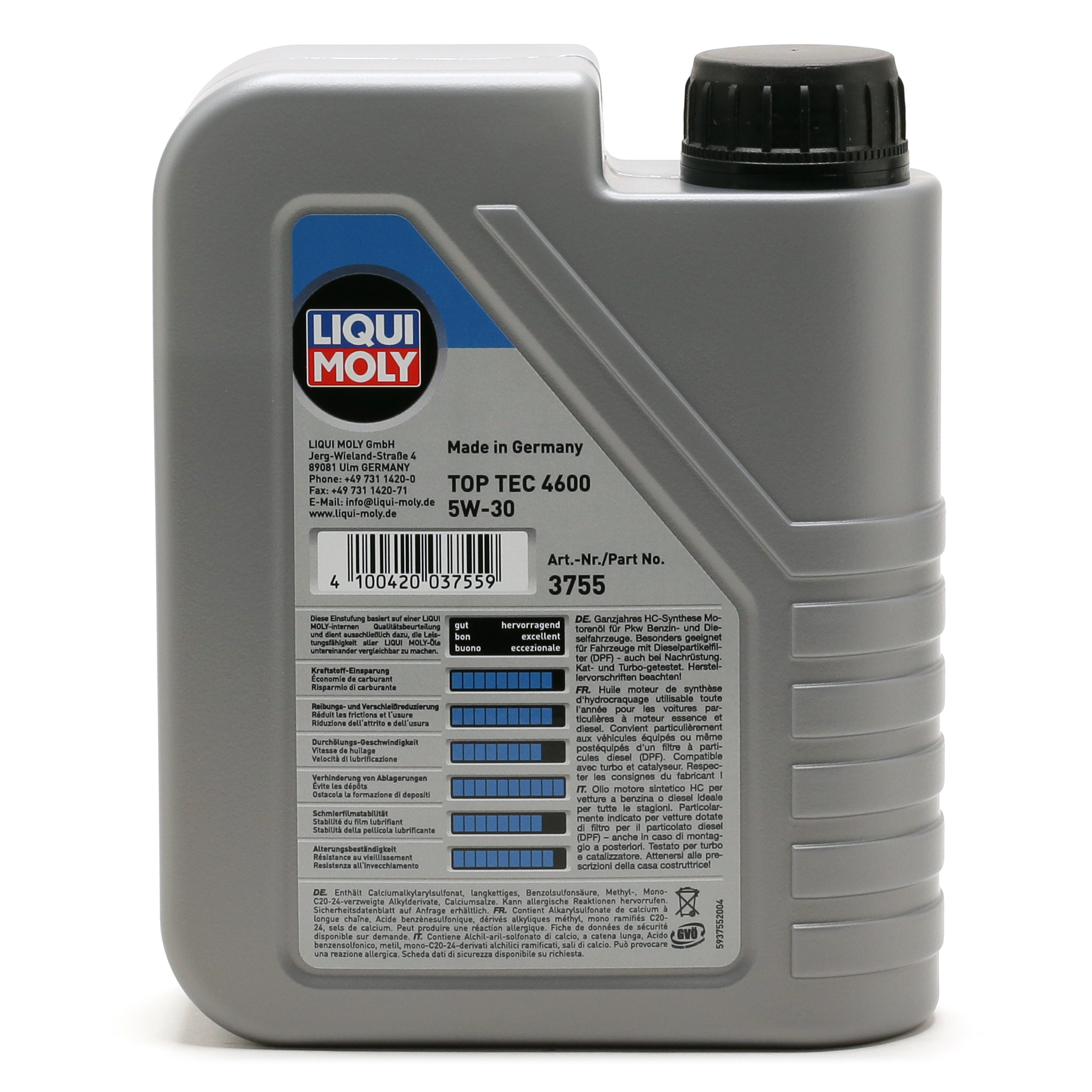 Liqui Moly 3755 5W-30 Top Tec 4600 Motoröl 1l Flasche